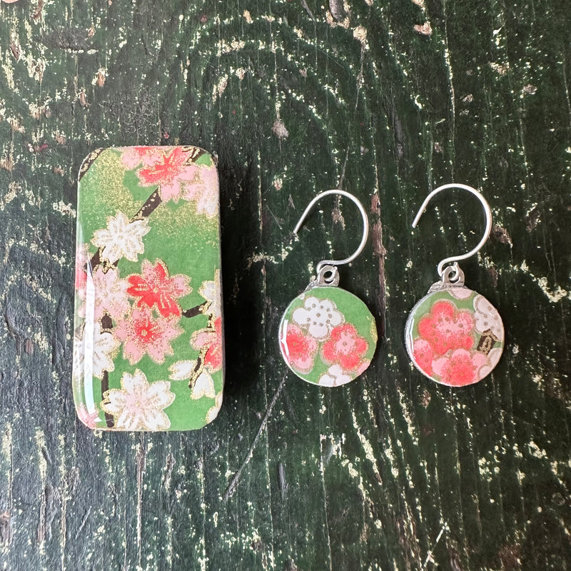 Sixpence Earrings & Teeny Tiny Tin Coral Jade