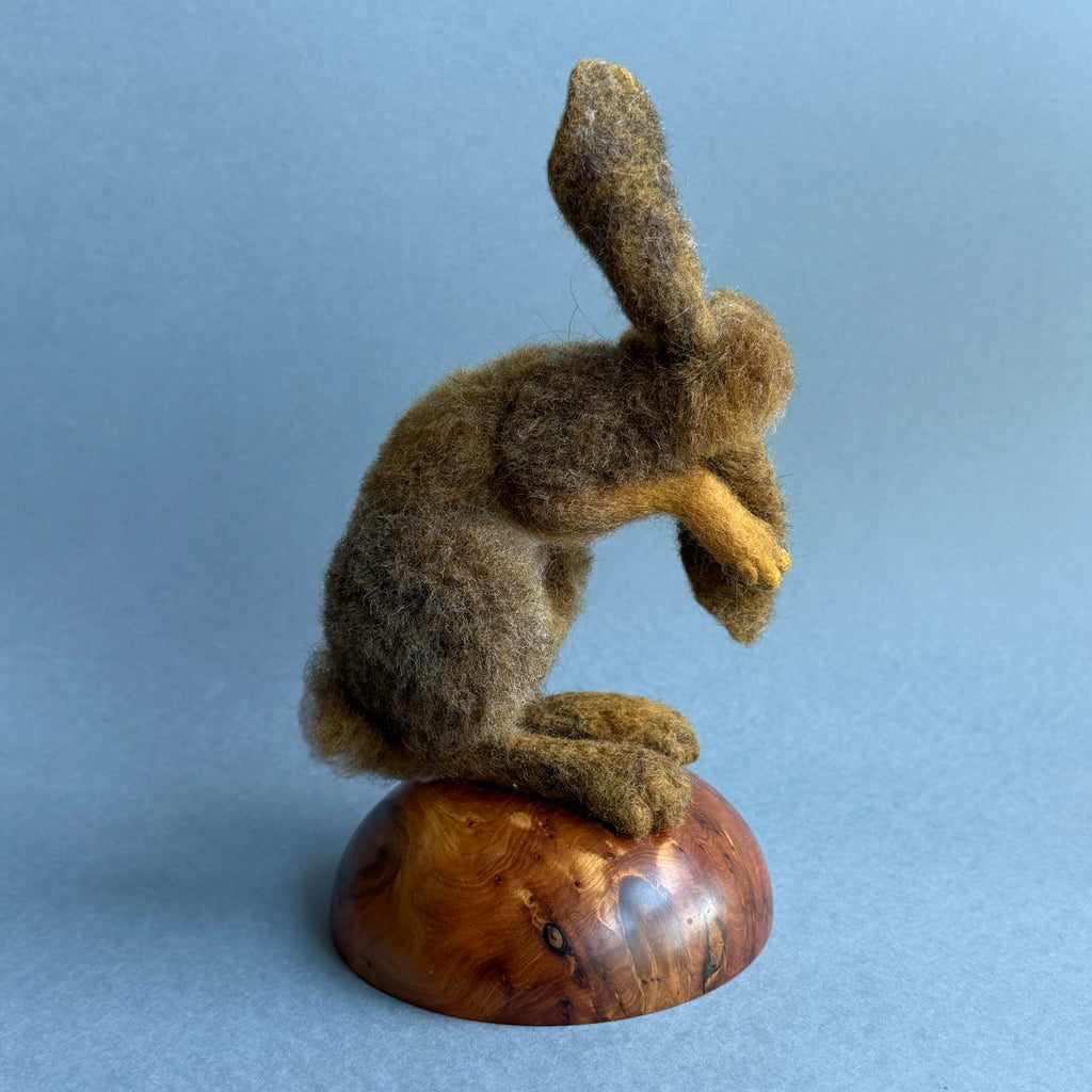 Needle Felted Hare ‘Willow’ on a Burr Plinth #156