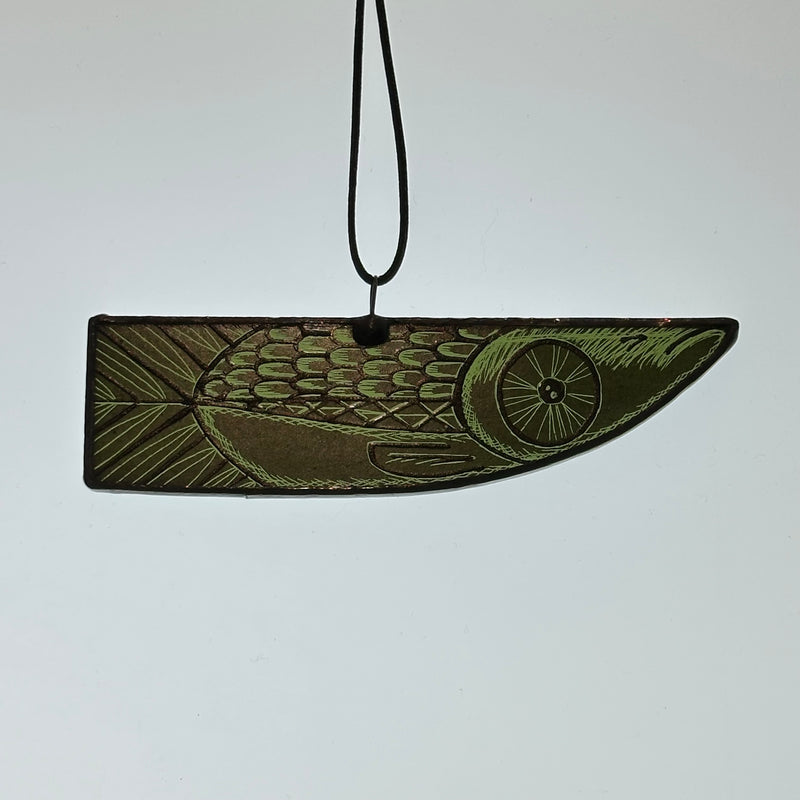Stained Glass - Fish - Tiny (Olive) #D