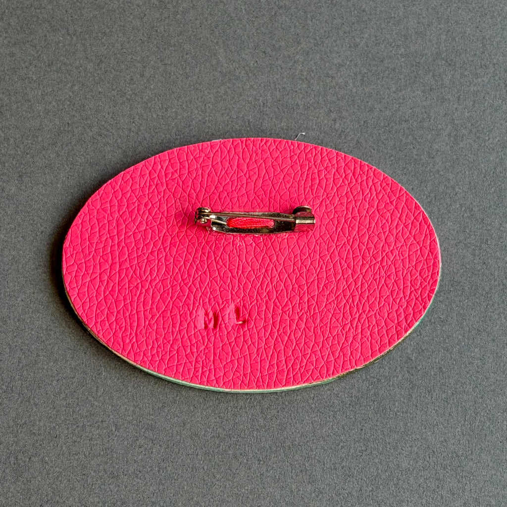 Hand-Painted Landscape Brooch - Oval