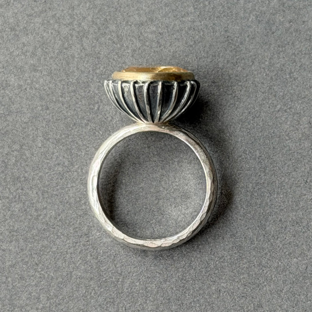 Ring - 12mm - Silver, Oxidised Silver, Gold & Citrine