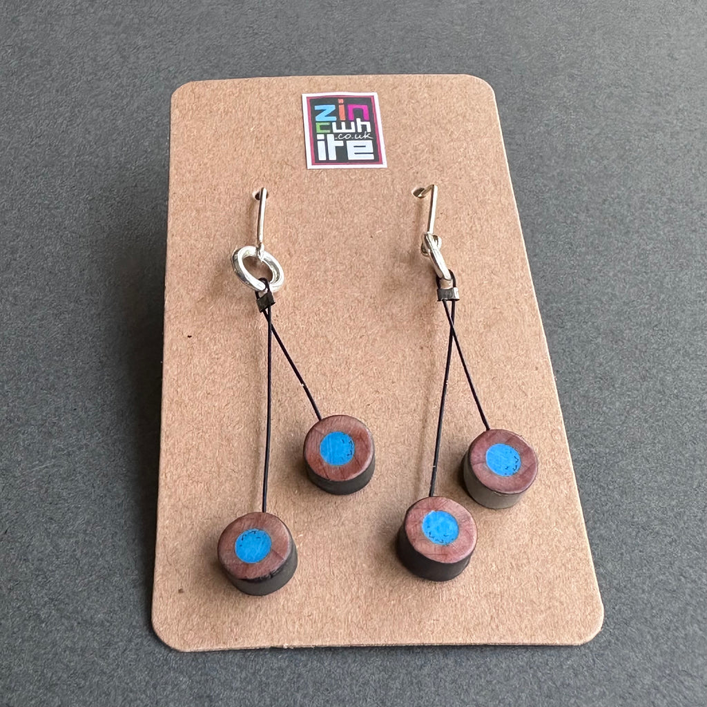 Cherry Pencil Earrings - Blue