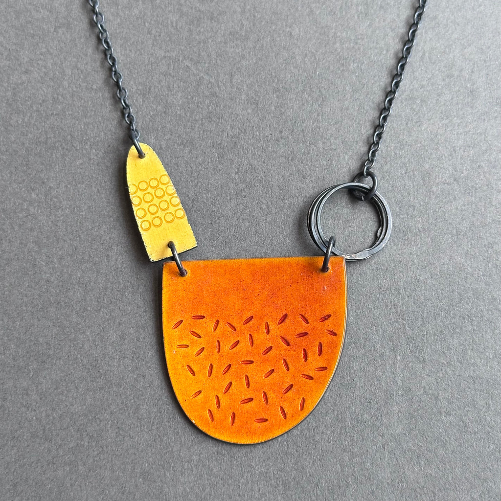 Neckpiece - Tidal - Burnt Orange & Yellow Enamel