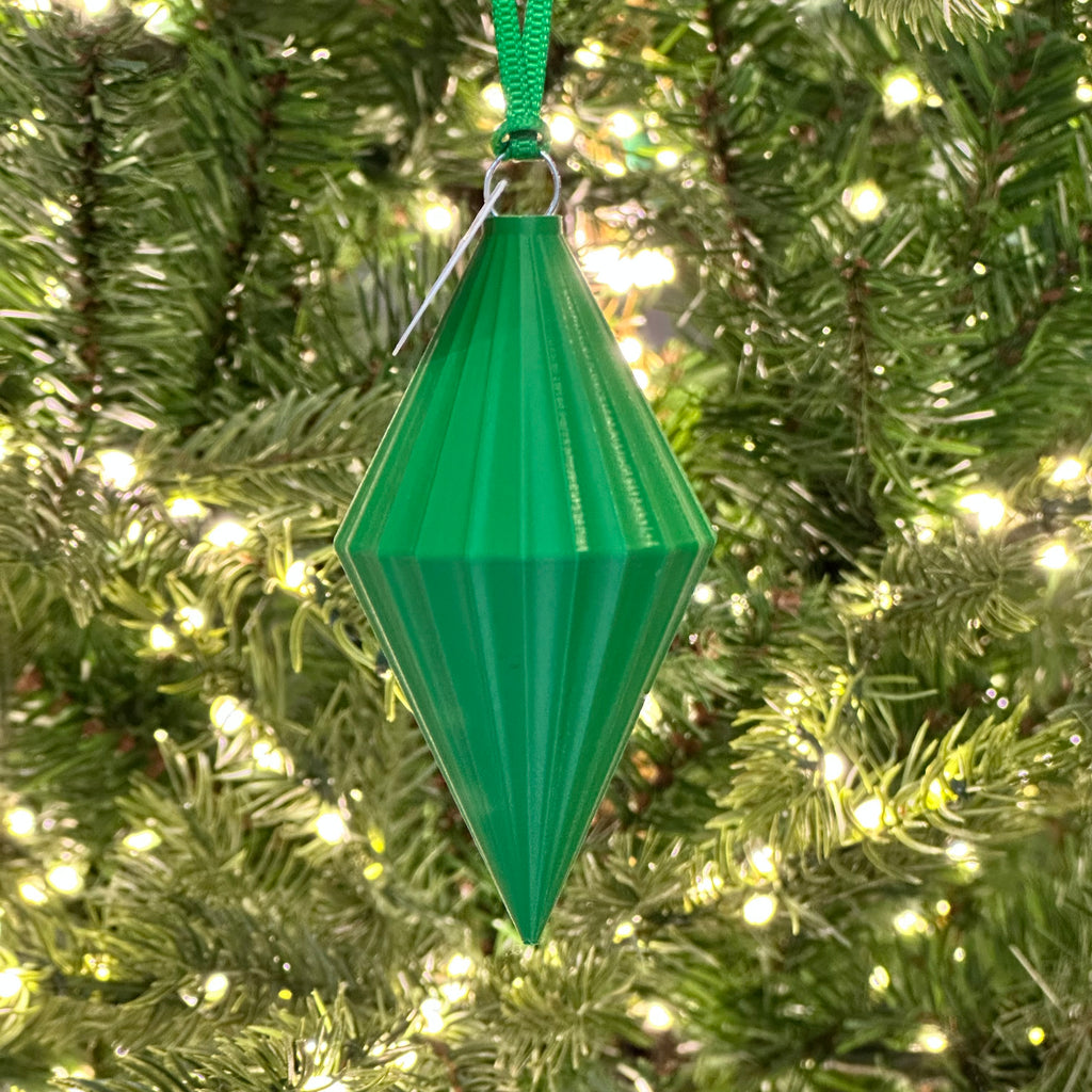 3D Printed Bauble - Emerald - Diamond