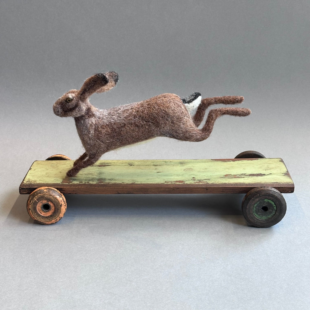 Needle Felted 'Running Hare' #C