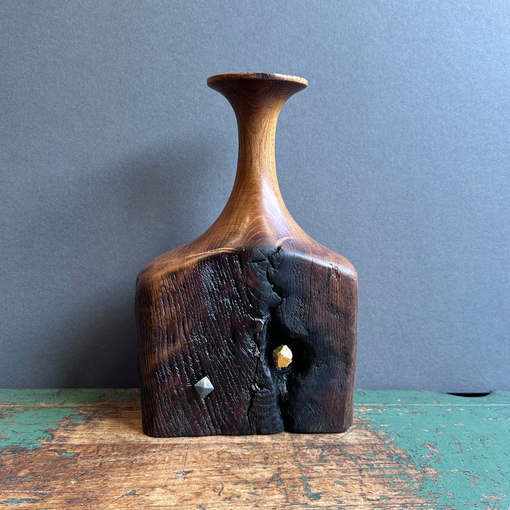 No.152 Short Bottle Vase - Reclaimed Oak