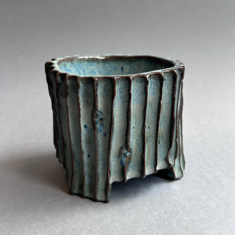 Kurinuki Planter - Blue Rutile Glaze #D