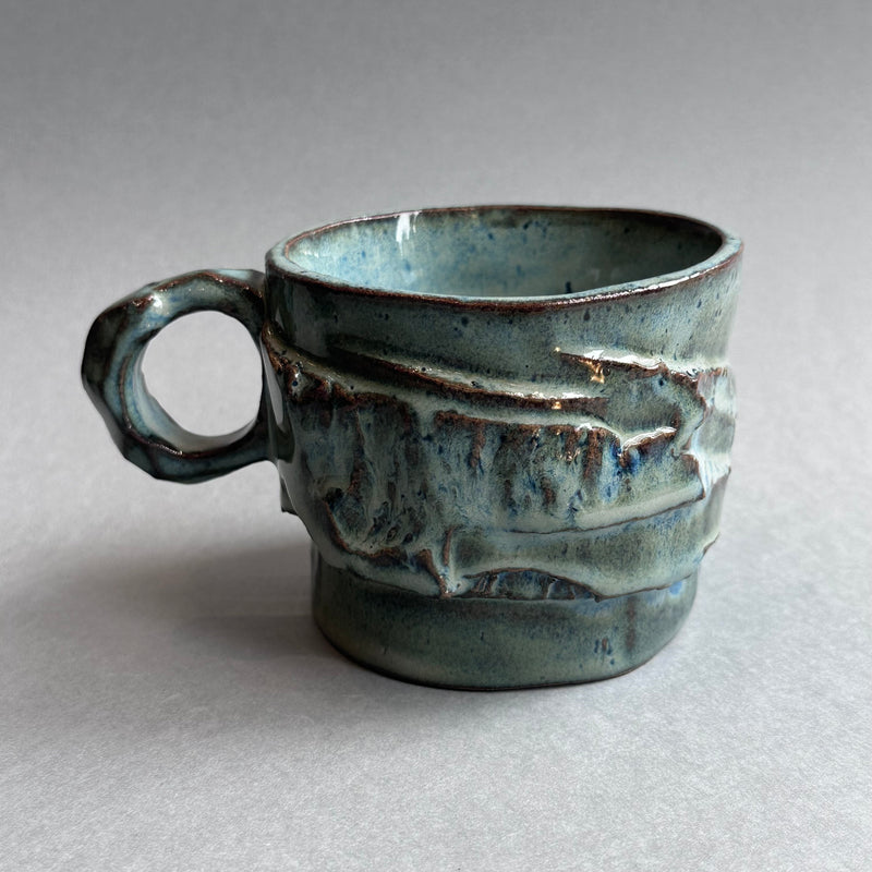 Kurinuki Mug - Blue Rutlie Glaze #A