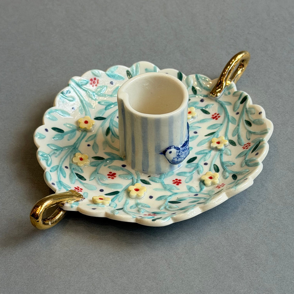 Porcelain Candle Holder with Handles