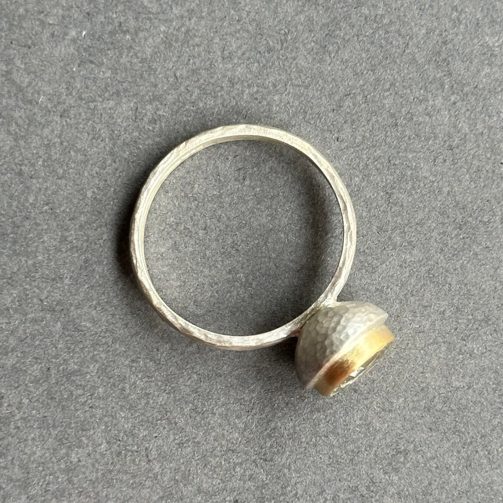 Ring - Silver, Gold & Green Amethyst