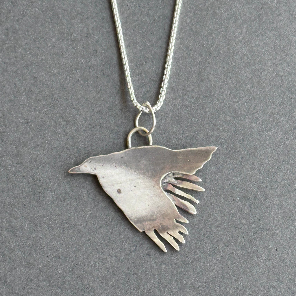 Sterling Silver Pendant - Raven in Flight