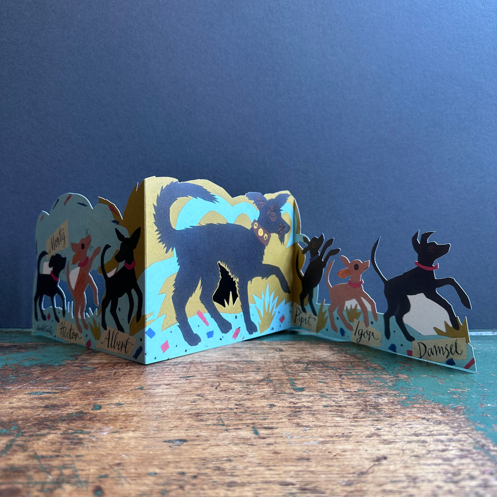 Tri Fold Card - Mark Hearld - Puppy Parade