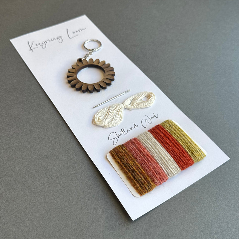 Keyring Kit - Flower - Shetland Wool - Oranges