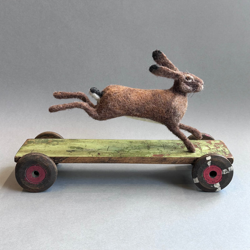 Needle Felted 'Running Hare' #A