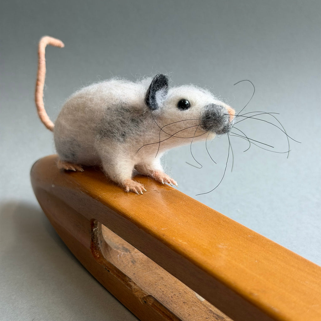 Needle Felted ‘Ratty’ on an Old Weaving Shuttle