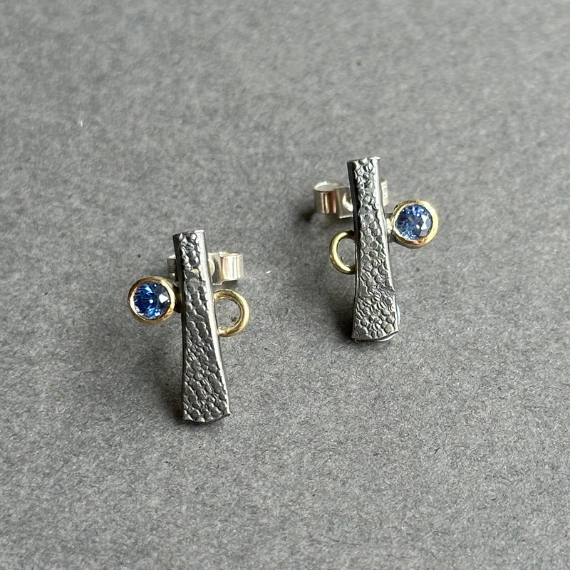 Bug Studs - Silver, Gold & Sapphire