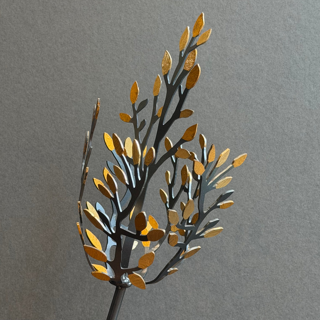 Sculpture - Swept Tree - Black with Gold Leaves