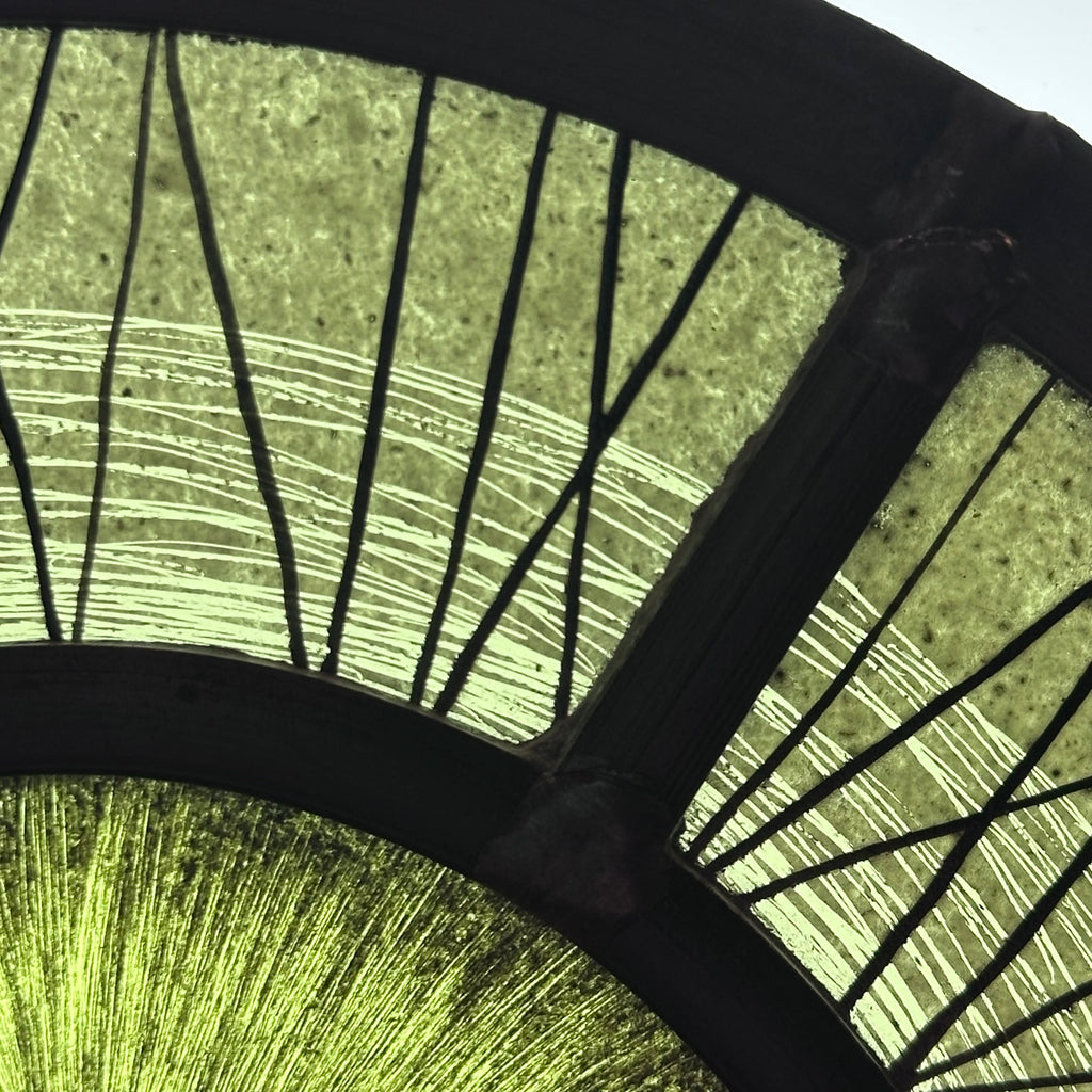 Stained Glass Round Face Panel ‘Green Glowy’