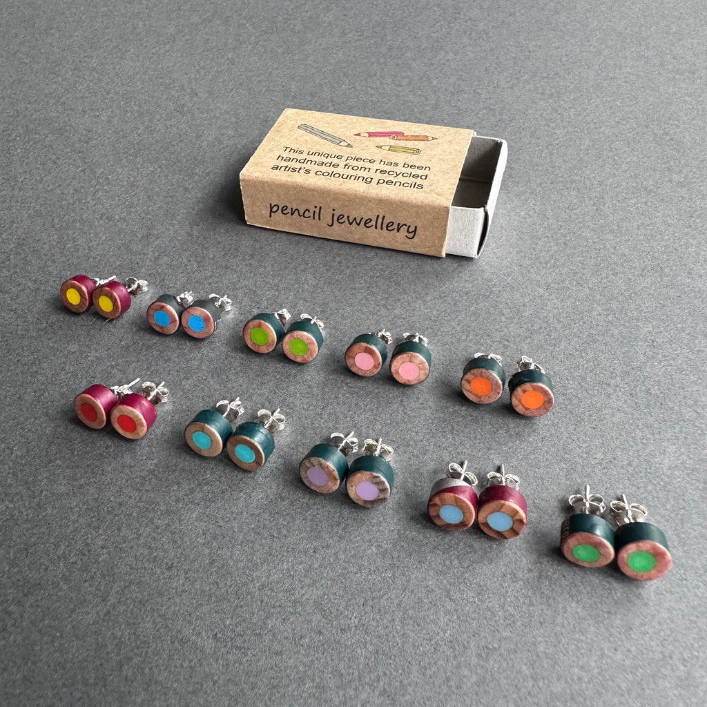 Pencil Stud Earrings - Light Blue