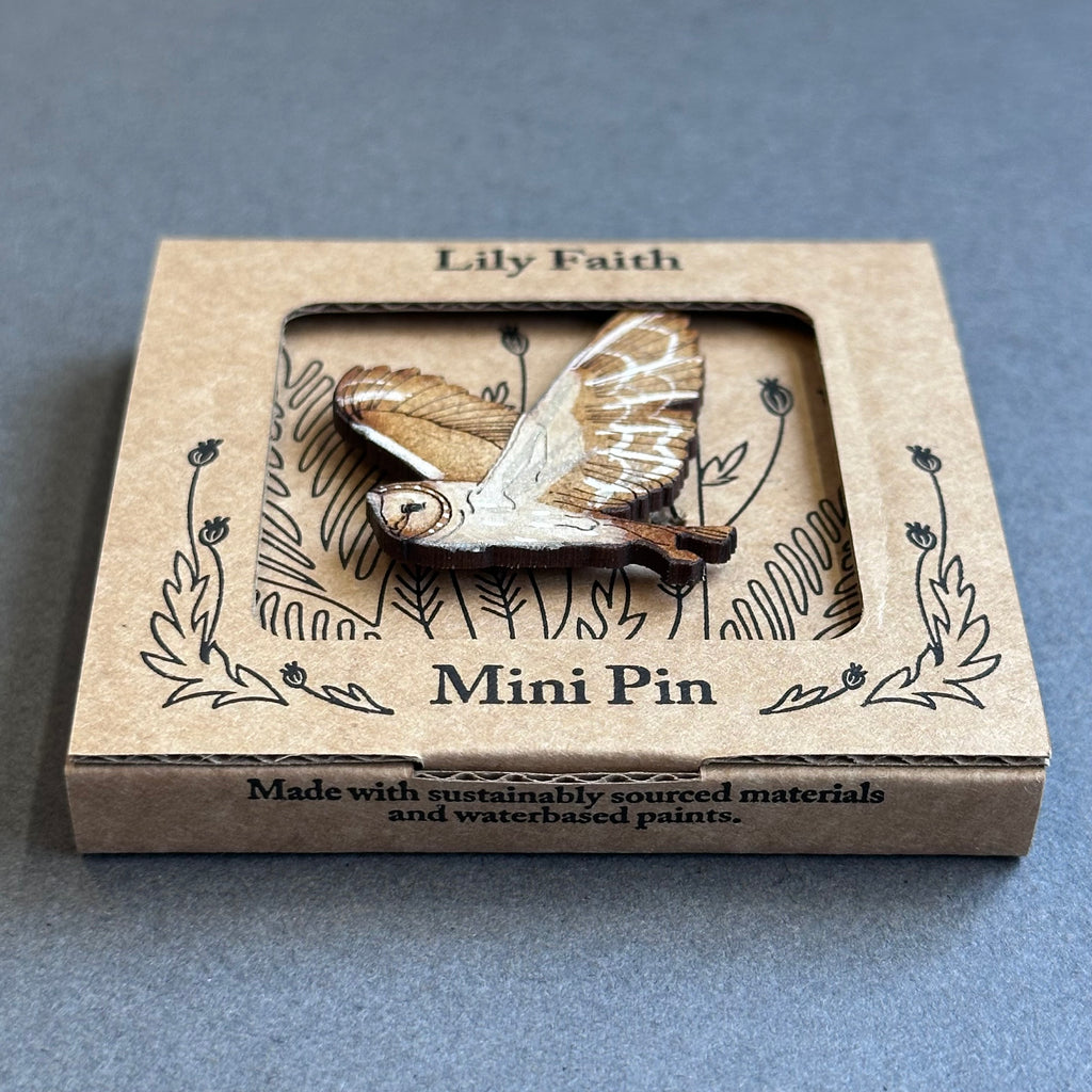 Mini Pin Brooch - Barn Owl