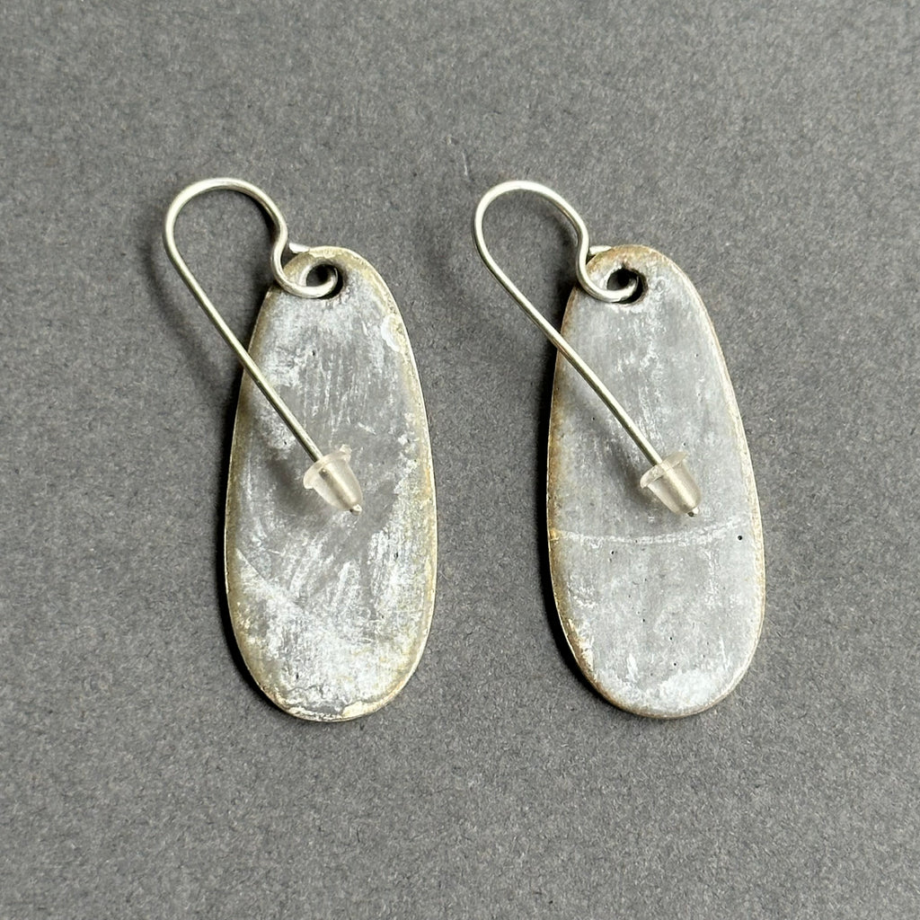Earrings Long Oval Enamel Drops #B