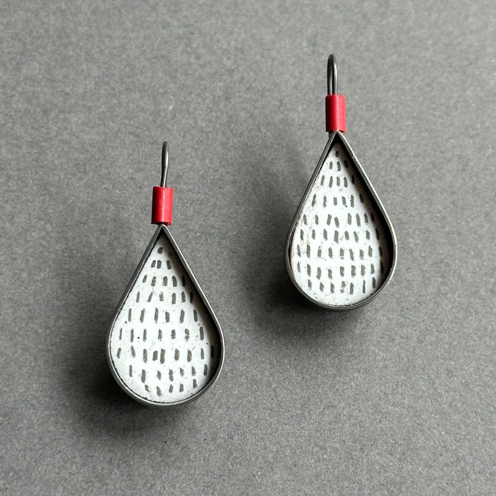 Earrings Teardrop with Red Tube