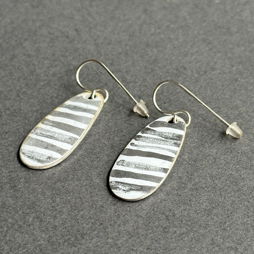 Earrings Long Oval Enamel Drops #A