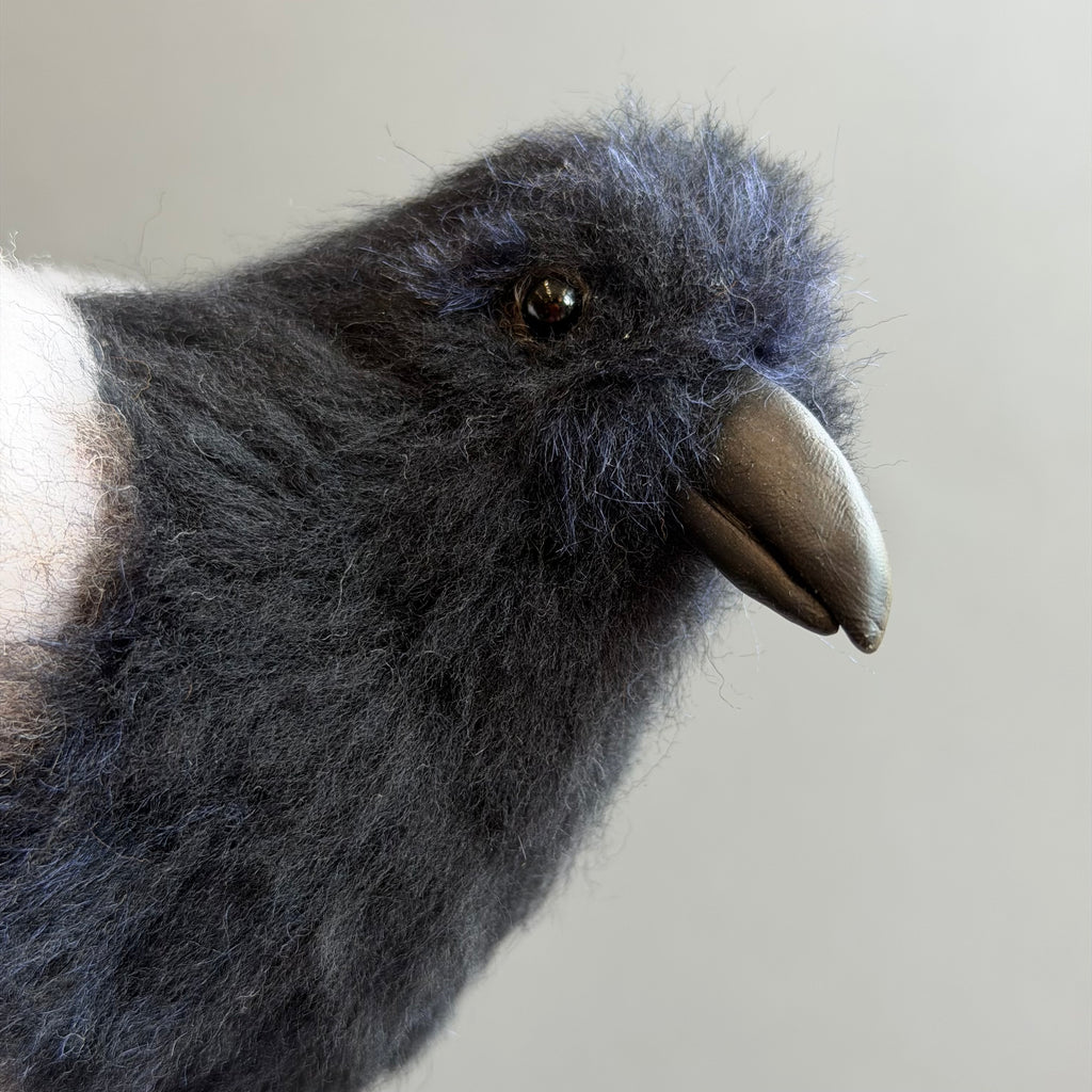 Needle Felted Magpie on Horn ‘Morgana’