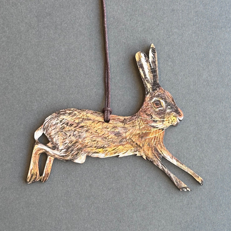 Wooden Decoration - Leaping Hare