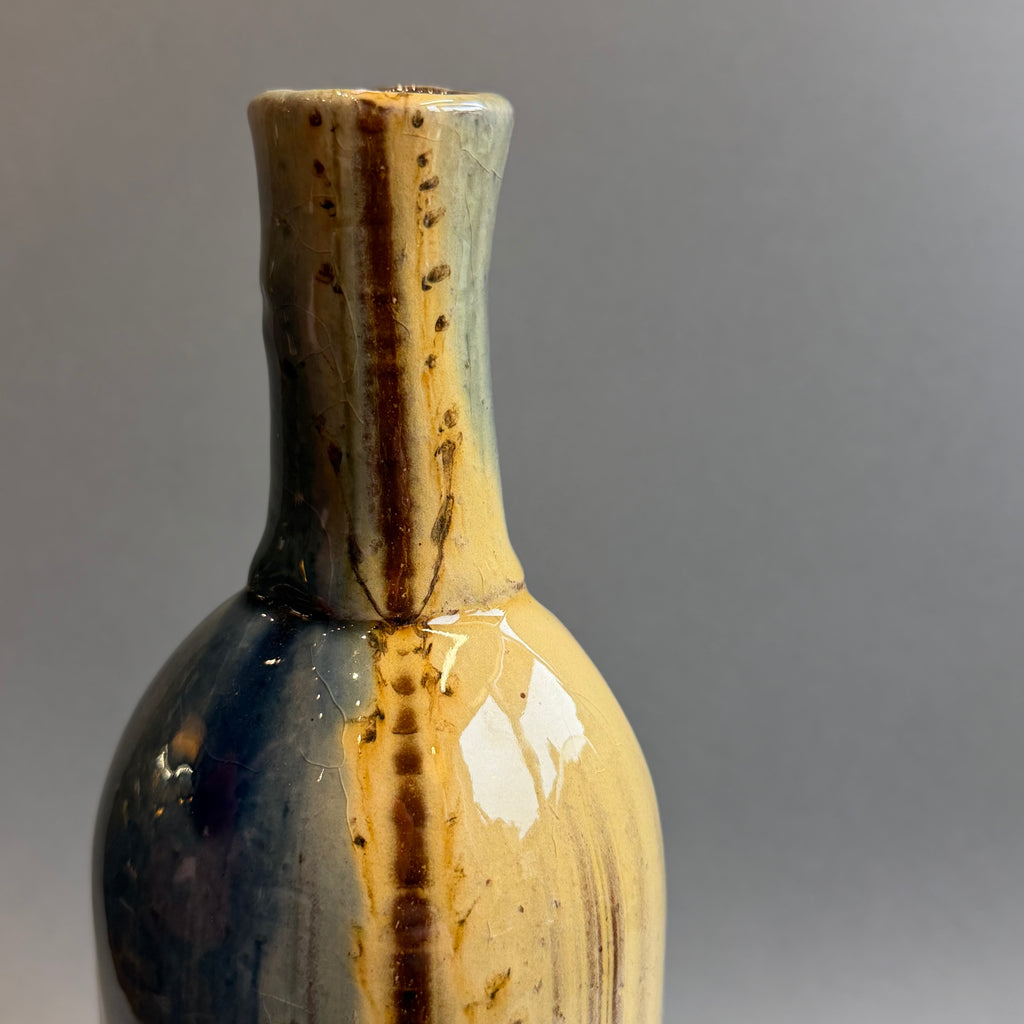 Handmade Slipware - Bottle - Large - Blue/Cream