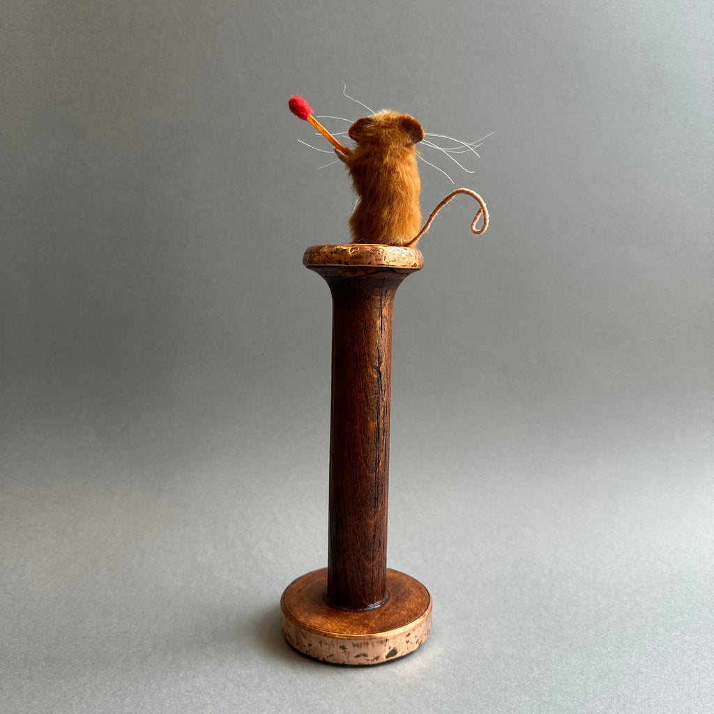 Needle Felted Mouse on a Candlestick ‘Dixie’
