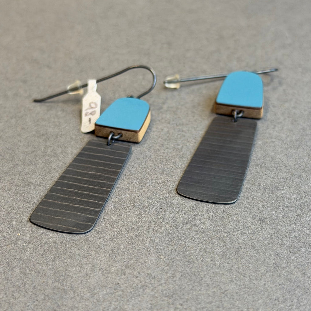 Minimalist Stripe Earrings Teal