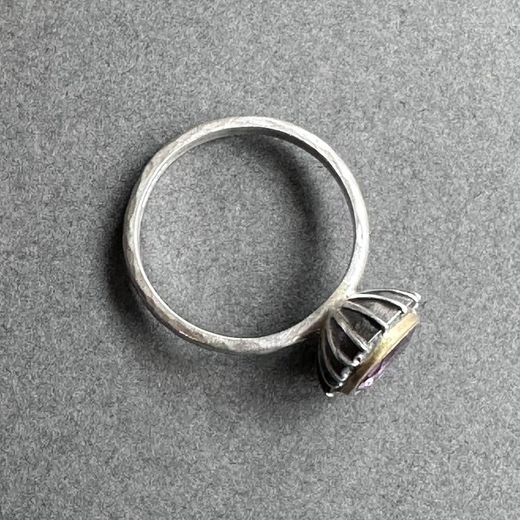 Ring - Silver, Oxidised Silver, Gold & Purple Amethyst