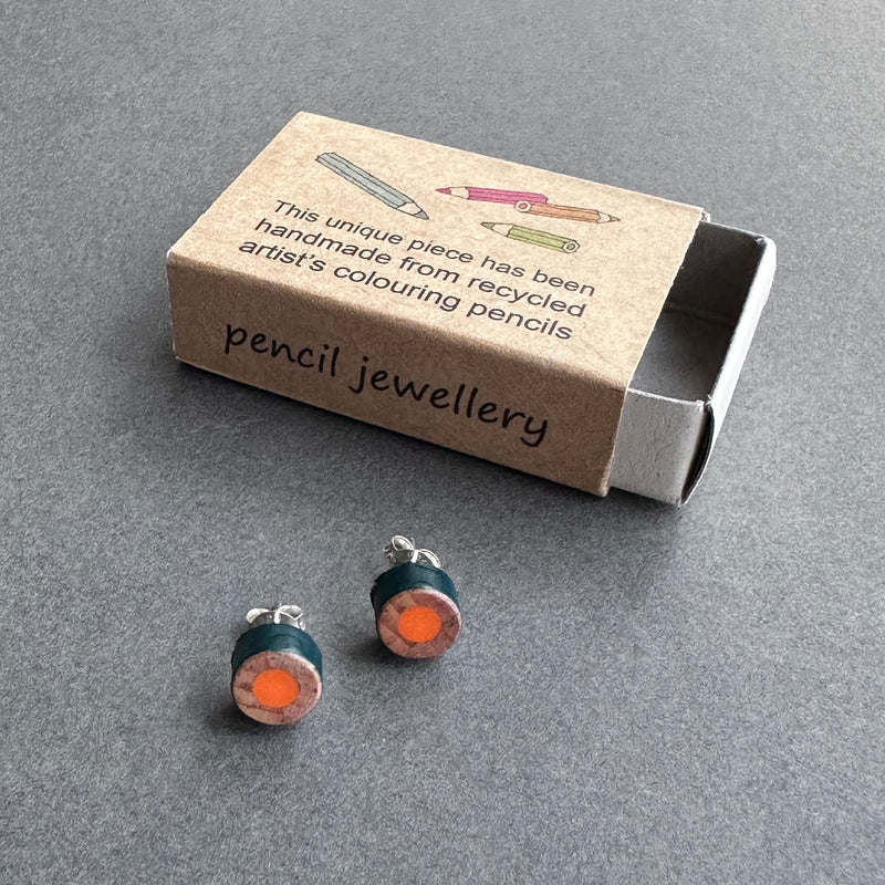 Pencil Stud Earrings - Orange