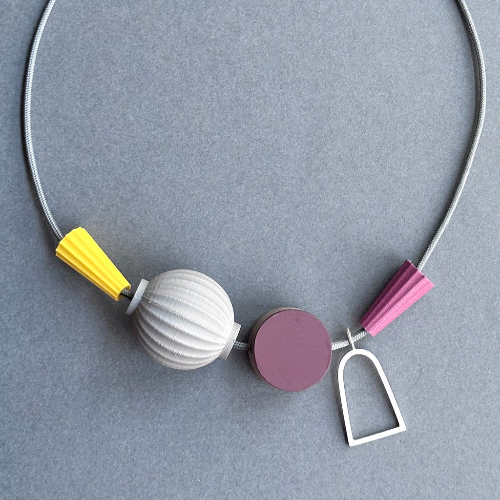 Shape & Form Necklace - Plum, Custard & Elephant #2