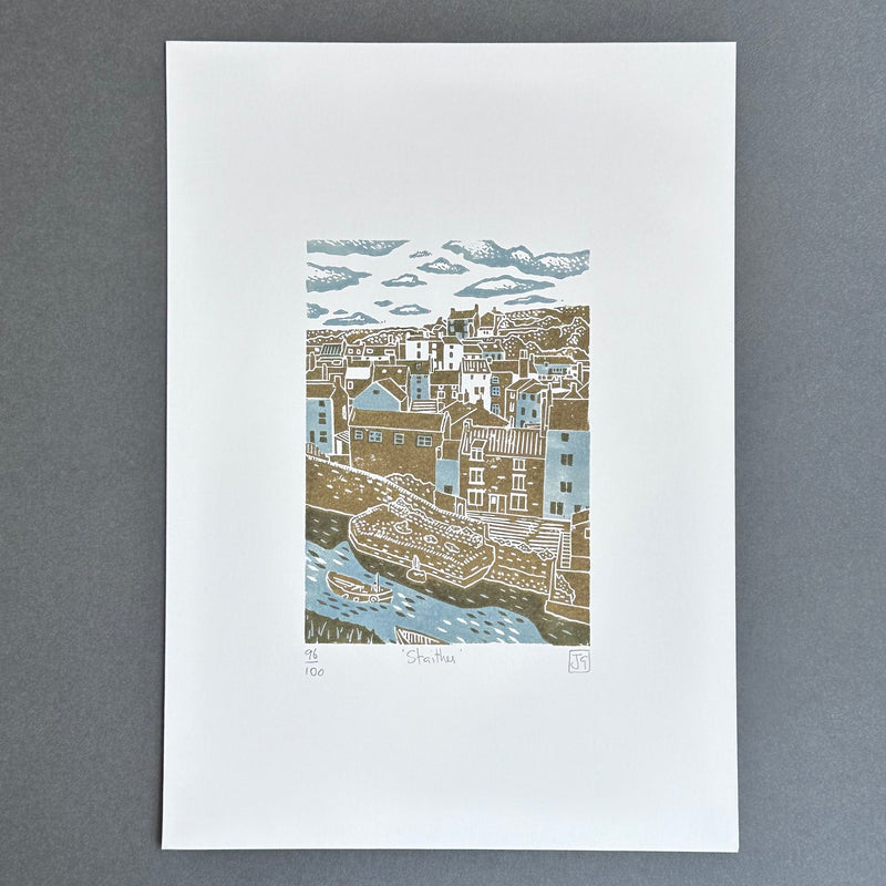 A4 - Staithes - Linocut - Unframed