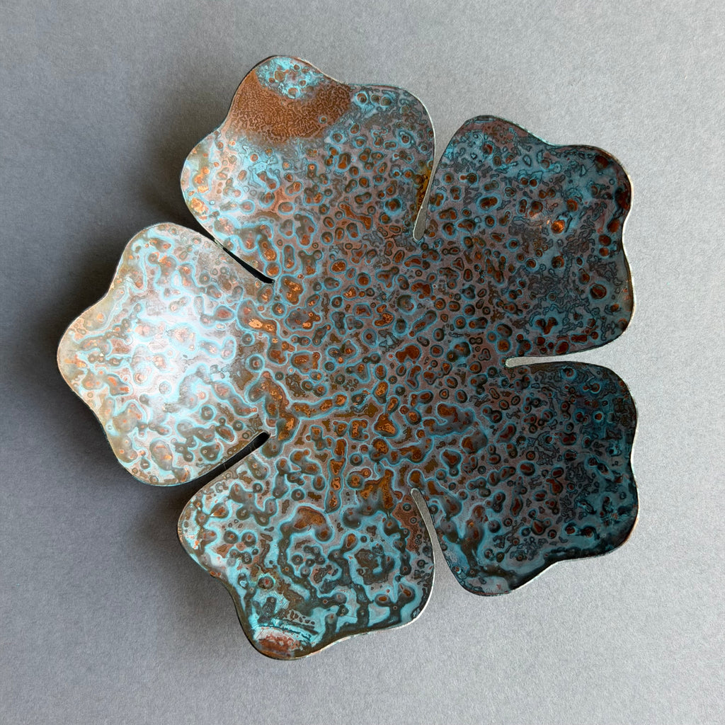 Patinated Block Flower Dish - 9cm