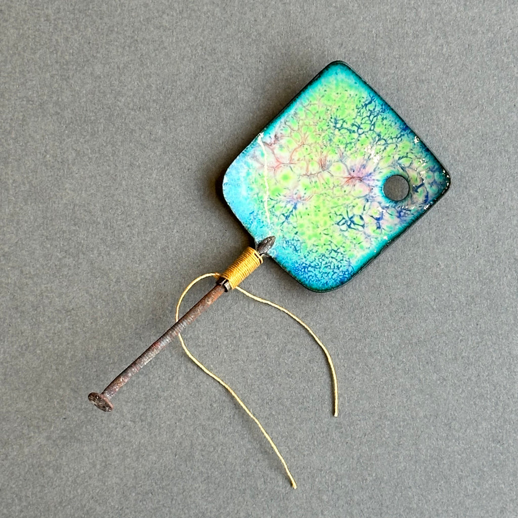 Decorative Enamel Spoon 'Bent Rusty Nail’