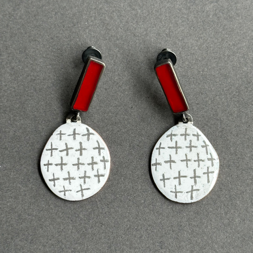 Earrings - Resin Studs with Enamel Drop