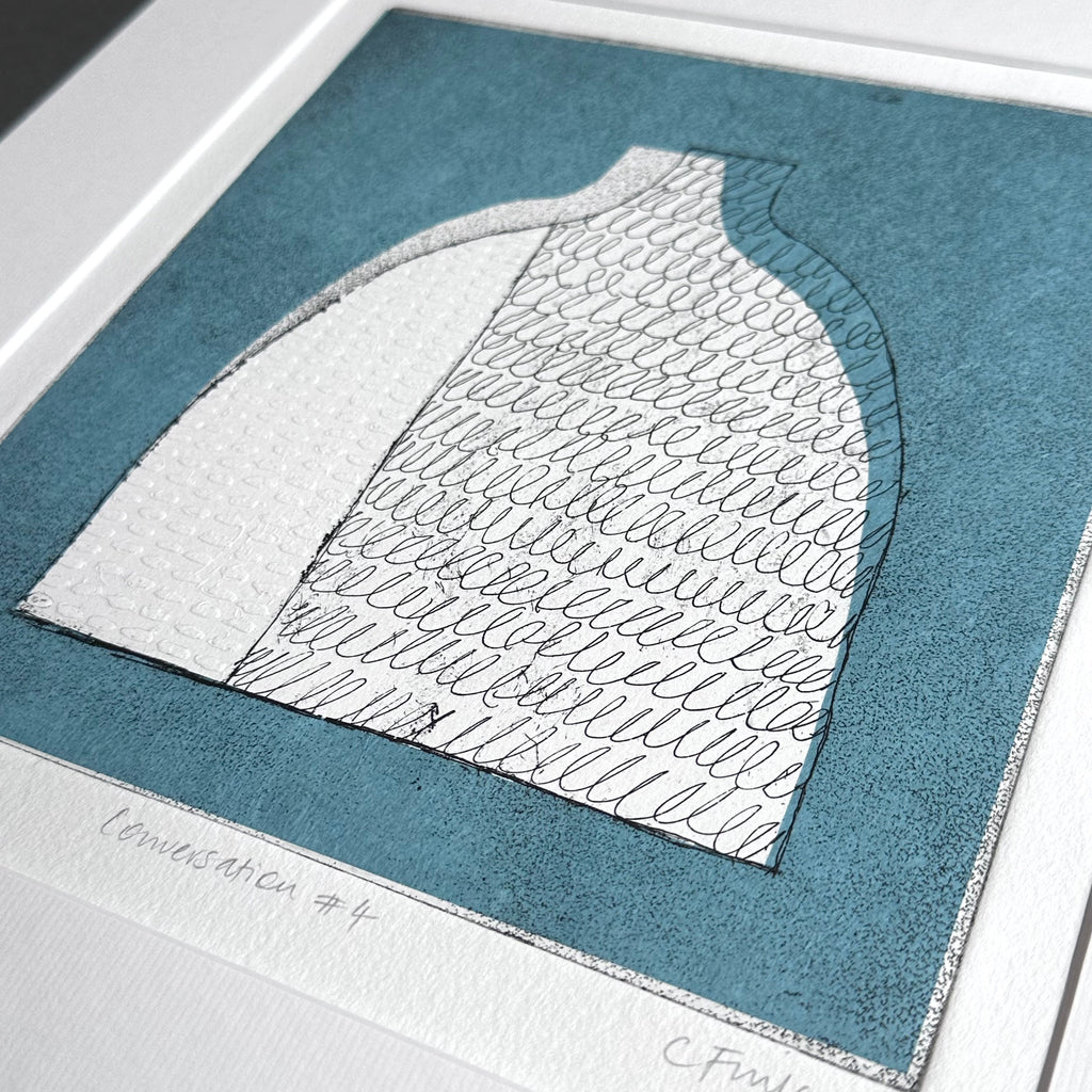 Etching - Conversation #4 - Grey/Blue - Unframed