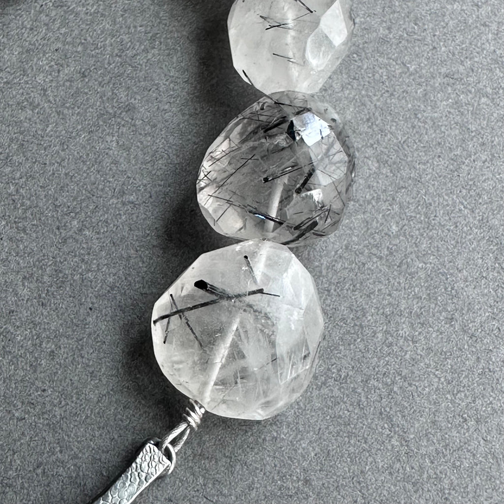 Landscape One-Off Statement Necklace - Silver, Gold & Rutilated Quartz