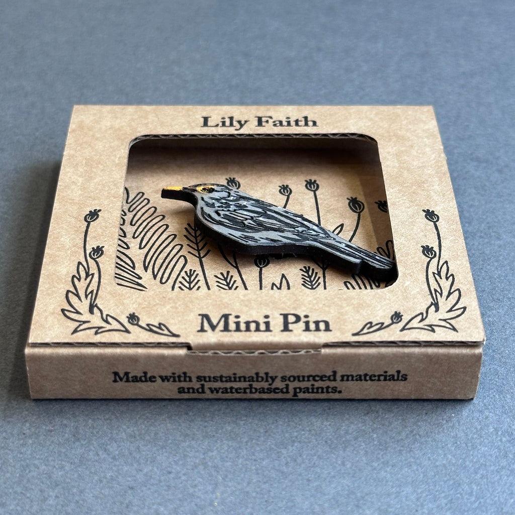 Mini Pin Brooch - Blackbird