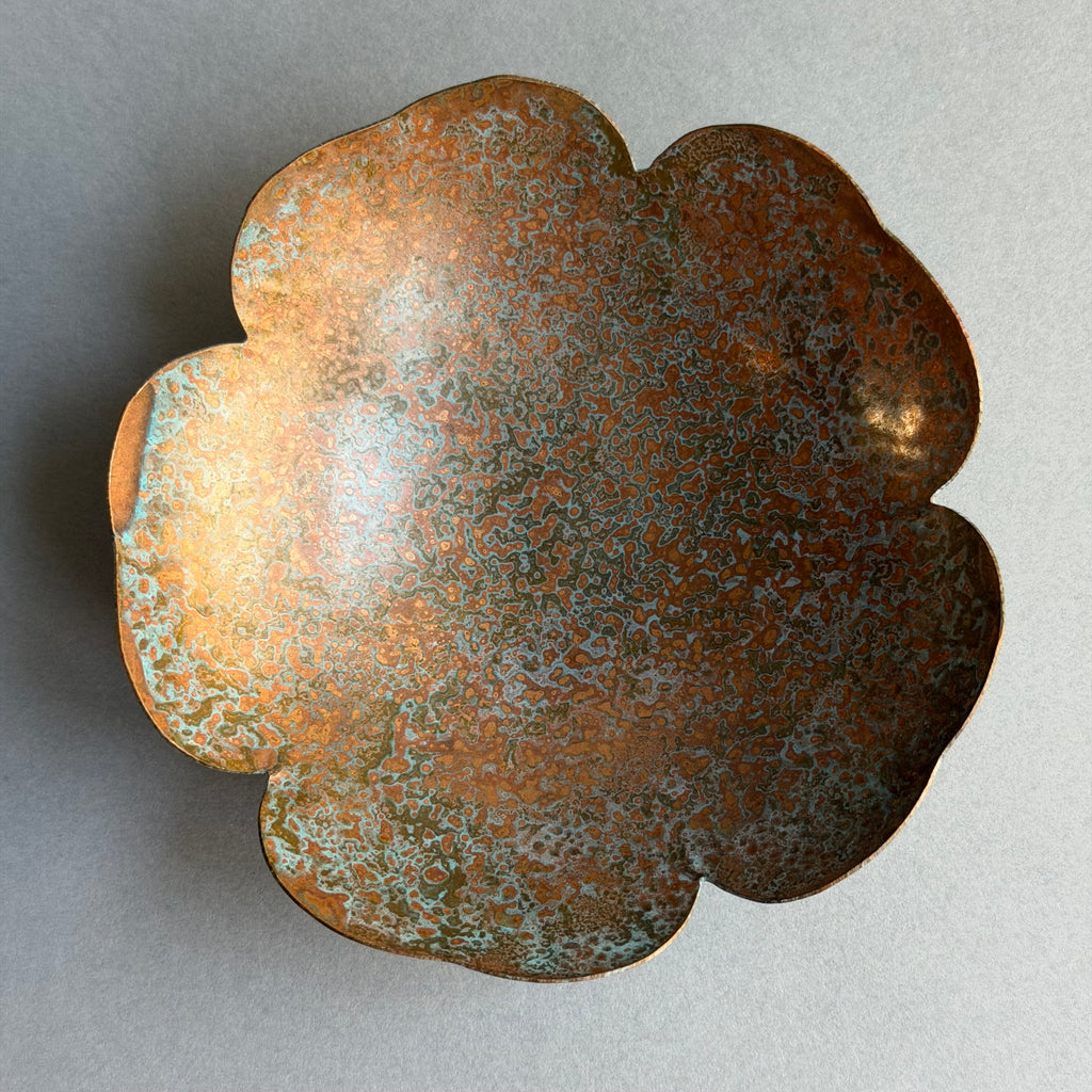 Patinated Copper Petal Dish - 10.5cm