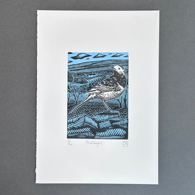 A4 - Pied Wagtail - Linocut - Unframed