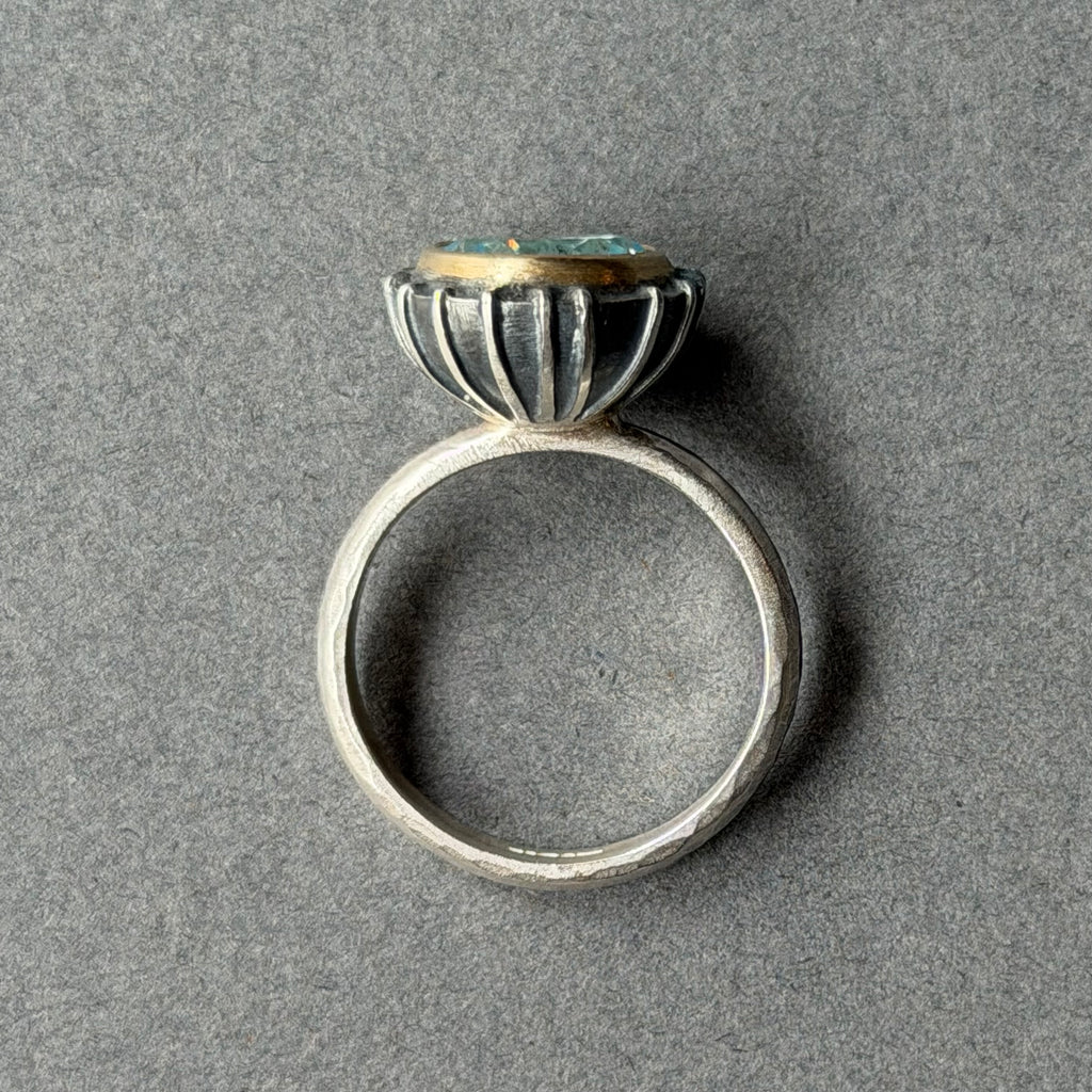 Ring - 10mm - Silver, Gold & Sky Blue Topaz