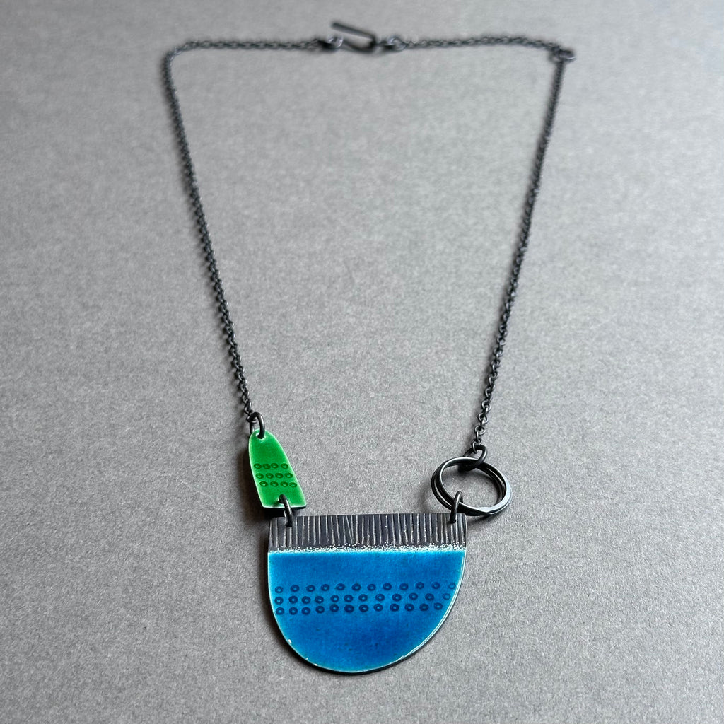 Neckpiece - Tidal - Blue & Green Enamel