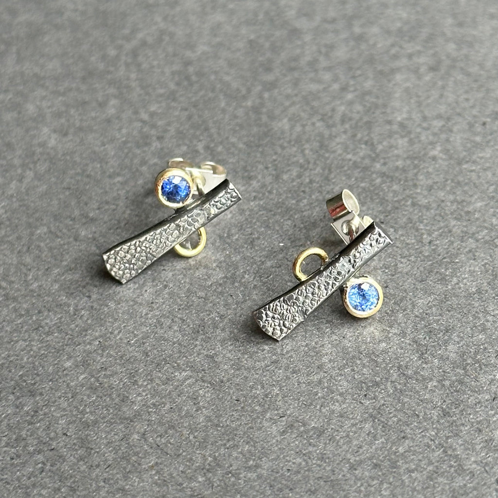Bug Studs - Silver, Gold & Sapphire