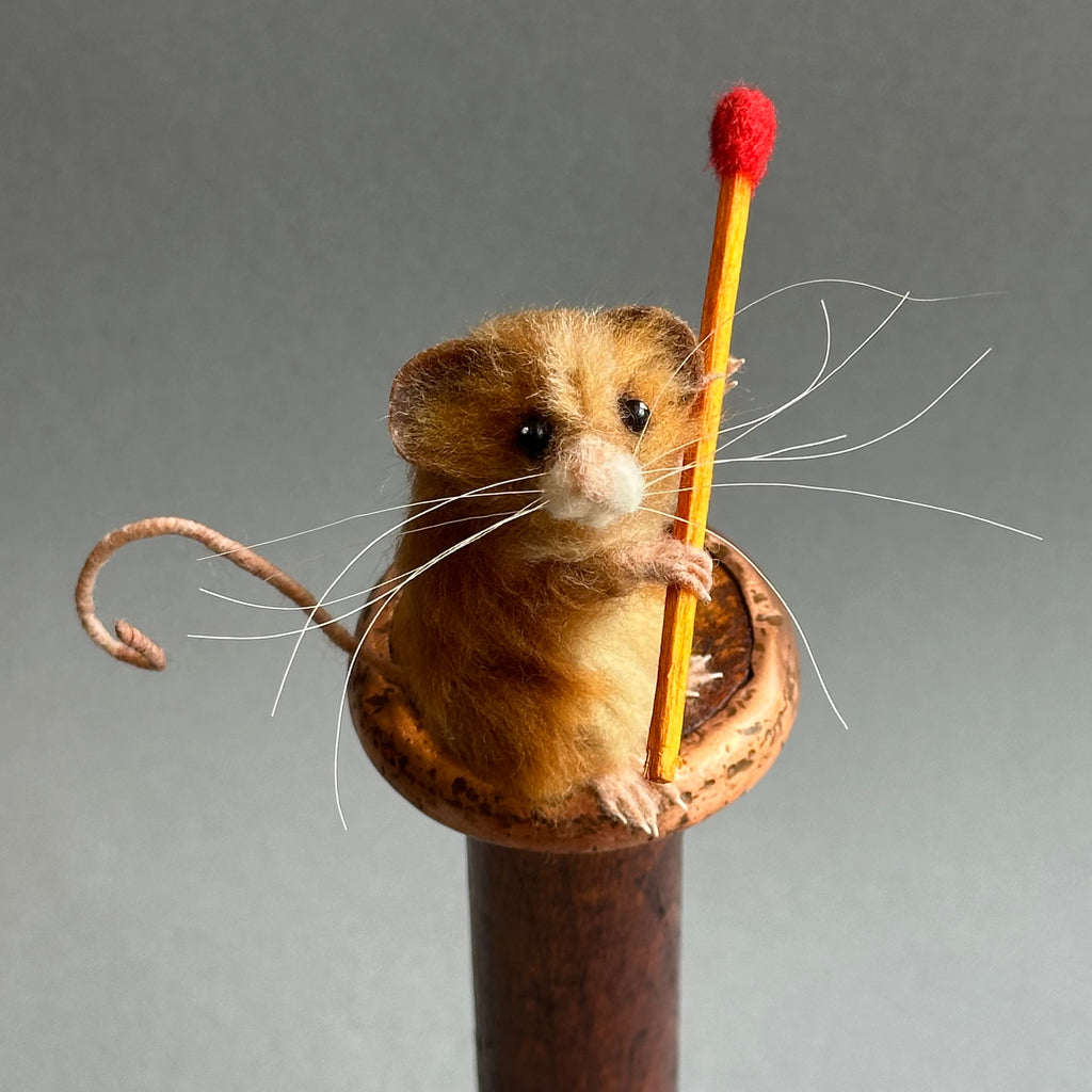 Needle Felted Mouse on a Candlestick ‘Dixie’