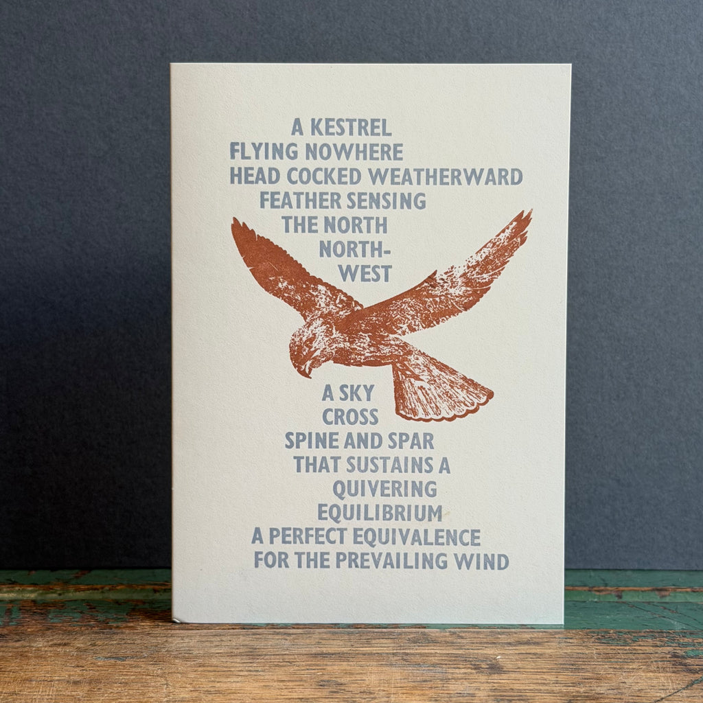 Letterpress Bird G/Card - Kestrel