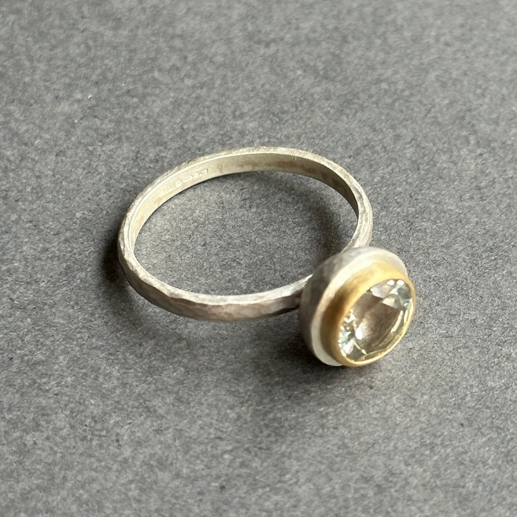 Ring - Silver, Gold & Green Amethyst
